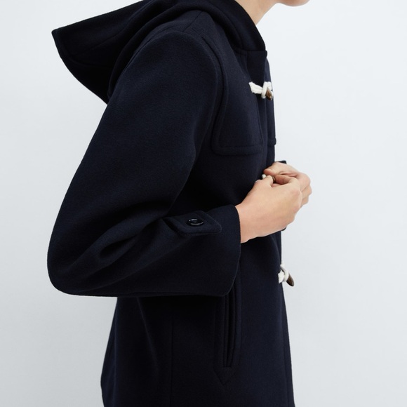 NWT MANGO Hooded Wool Coat size XS - Picture 8 of 16